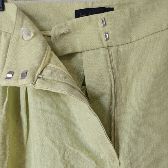 House of Harlow Lime Green High Rise Linen Blend Pants Retro Resortwear - Picture 8 of 11